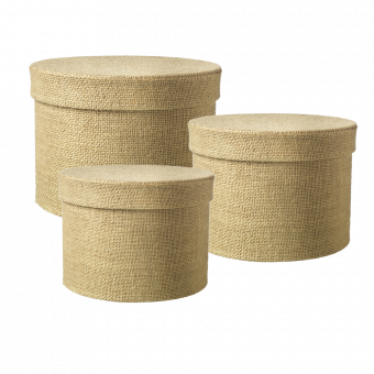 Round Hessian Lined Hat Boxes (Set of 3)