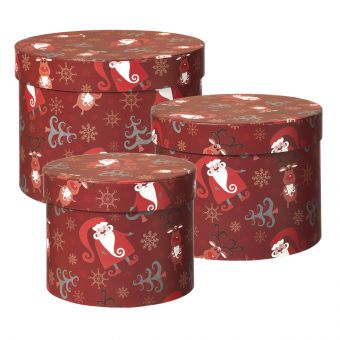 Secret Santa Lined Hat Boxes (Set of 3)