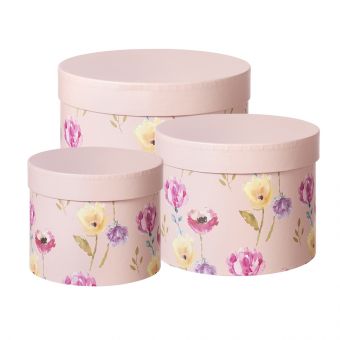 Flora Lined Hat Boxes (Set of 3)