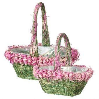 Rosa Lined Oval Basket with Handles (Set of 2)