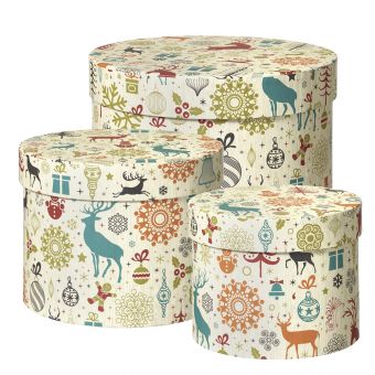 Artic Deer Lined Hat Boxes (Set of 3)